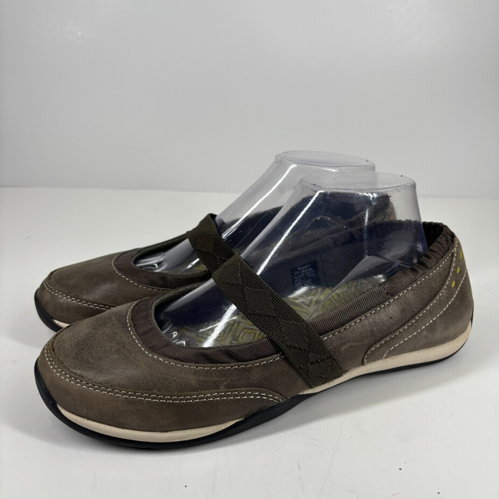 L.L.Bean Women's US 8.5M Brown Leather Comfort Walking Slip-On Mary Jane Shoes